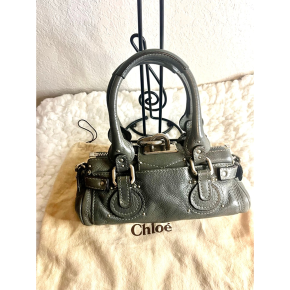 Chloe Mini Paddington Grey Leather Handbag with Key and Lock - Picture 5 of 15